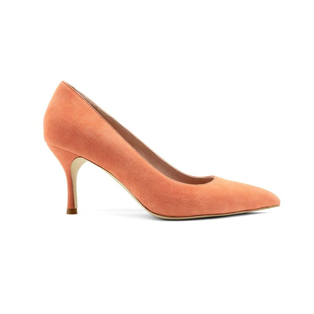 Peach Fuzz real Suede Ankle Strap Pump Size 37D / 7w